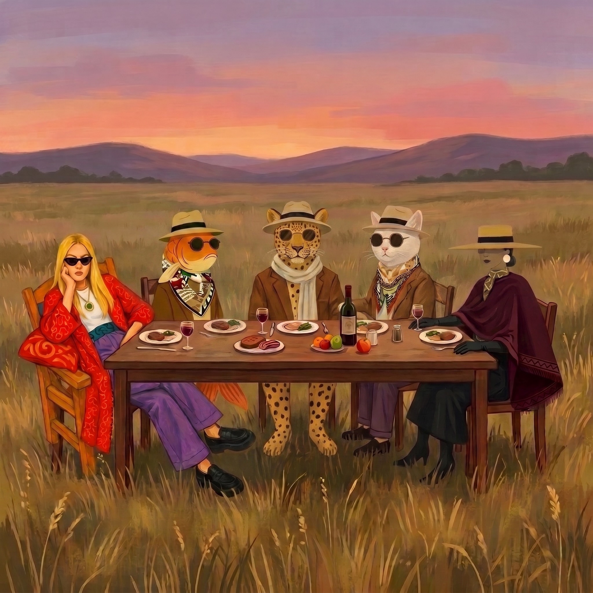 El Gran Banquete - Obra visual y collage surrealista por Romina Karl